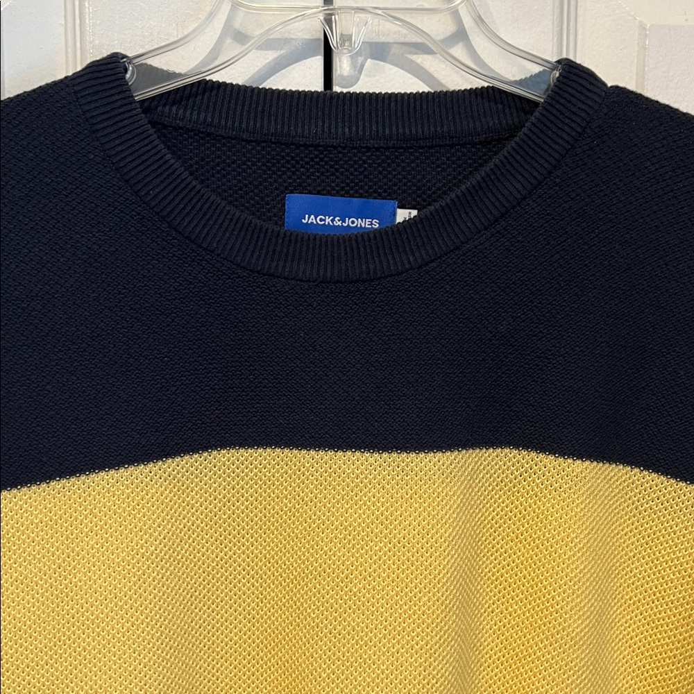 Jack & Jones Men’s Navy/Yellow Striped Sweater Size XL‎ - Picture 2 of 13